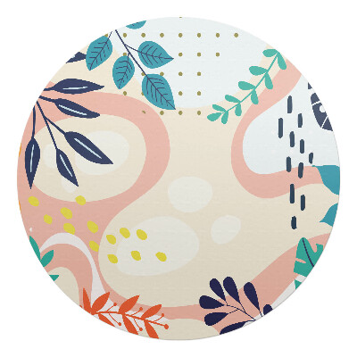 Mata na podłogę pod krzesło okrągła Liście i abstrakcja