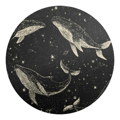 Podkładka pod krzesło obrotowe okrągła Wieloryby w kosmosie