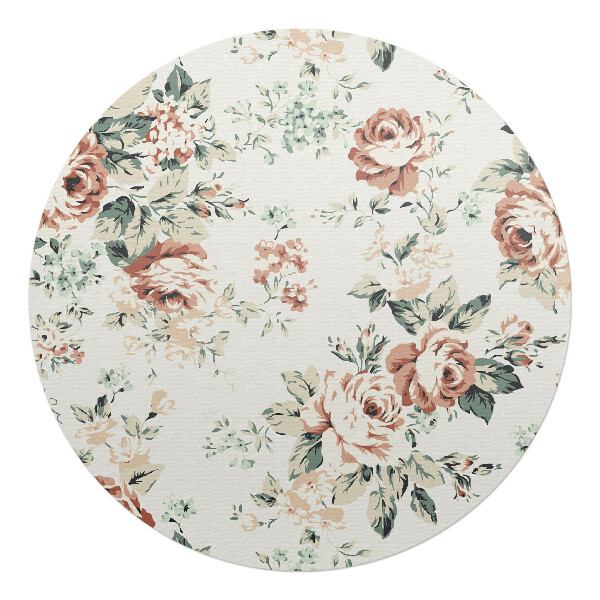 Podkładka pod krzesło okrągła Kwiatowy wzór retro