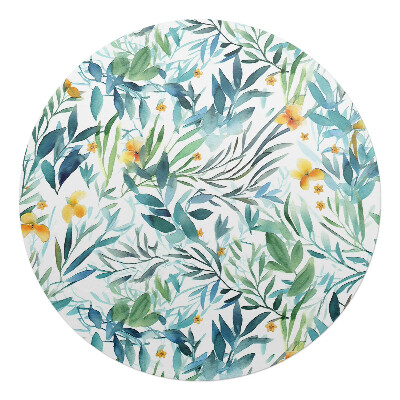 Podkładka pod krzesło obrotowe okrągła Akwarela roślinna