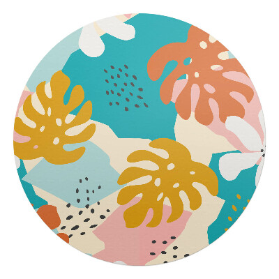 Mata pod fotel biurowy okrągła Kwiatowy kolaż retro