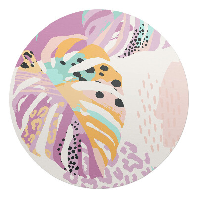 Mata na podłogę pod krzesło okrągła Abstrakcyjne liście