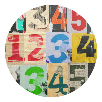 Podkładka pod krzesło obrotowe okrągła Kolorowe cyfry kolaż