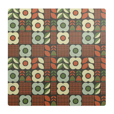 Mata pod fotel biurowy Retro kwiaty i liście