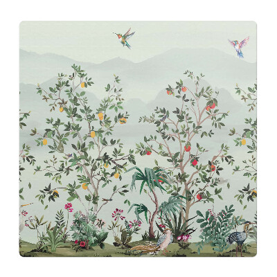 Mata pod fotel biurowy Egzotyczne ptaki wśród drzew