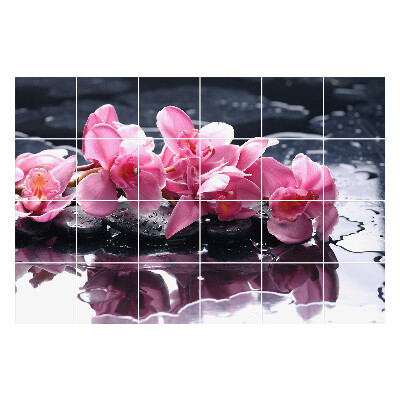 Nalepki na kafelki Kwiaty na kamieniach w wodzie