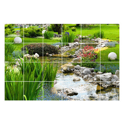 Naklejki na kafelki Ogród z wodnym strumieniem