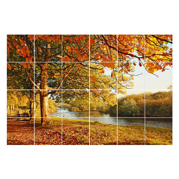 Nalepki na kafelki Jesienna sceneria nad rzeką