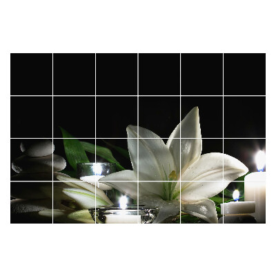 Naklejki na płytki Kwiaty i kamienie w kompozycji