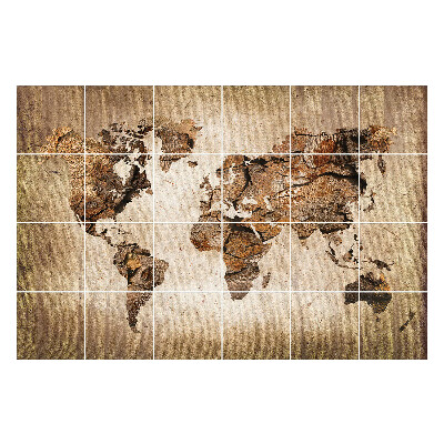 Naklejki na płytki Ziemski kontynent w drewnie