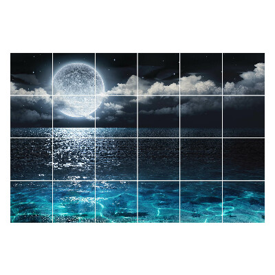 Nalepki na kafelki Księżyc nad spokojnym morzem