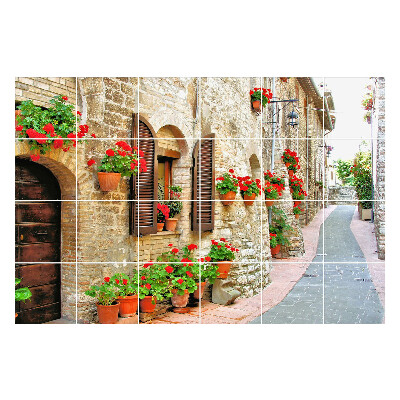 Nalepki na kafelki Urokliwa uliczka z kwiatami