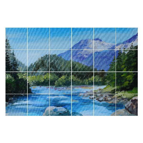 Naklejki na płytki Górski krajobraz z rzeką