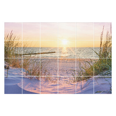 Naklejki na płytki Zachód słońca nad plażą