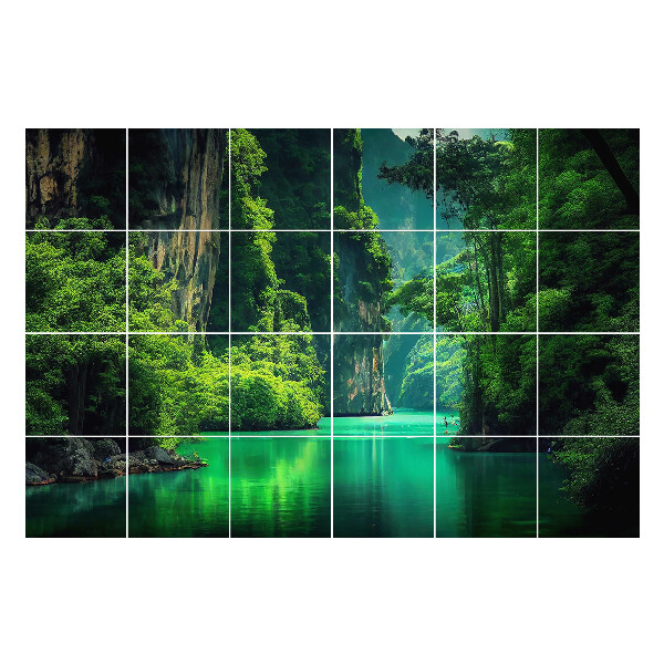 Naklejki na kafelki Malownicza dolina z wodą