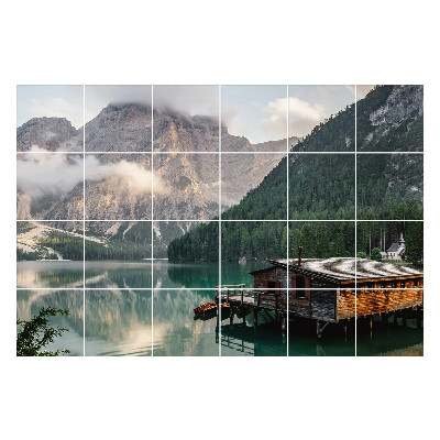 Nalepki na kafelki Malowniczy domek nad jeziorem