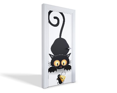 Naklejka na drzwi samoprzylepna Kot i mysz