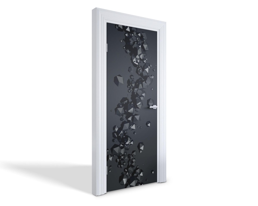 Naklejka na drzwi samoprzylepna Czarne kryształy
