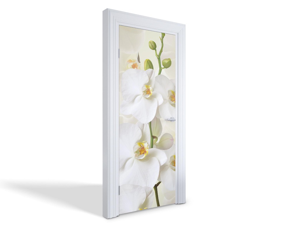 Naklejka na drzwi samoprzylepna Białe orchidee