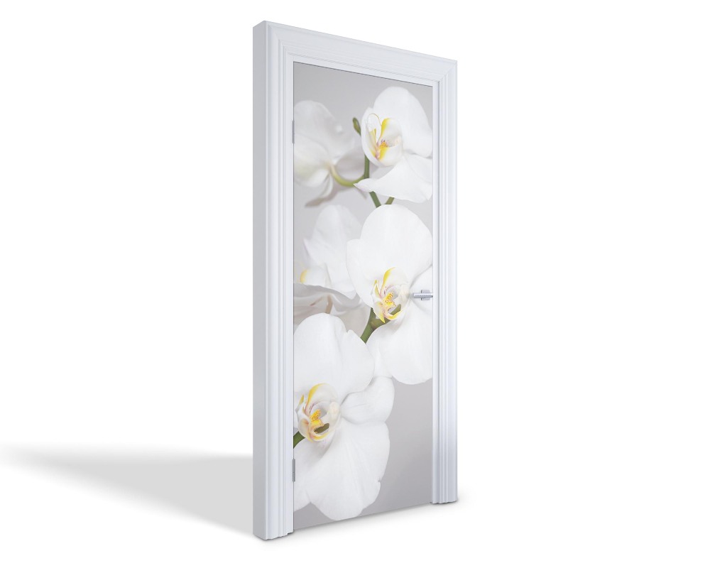 Naklejka na drzwi samoprzylepna Białe orchidee