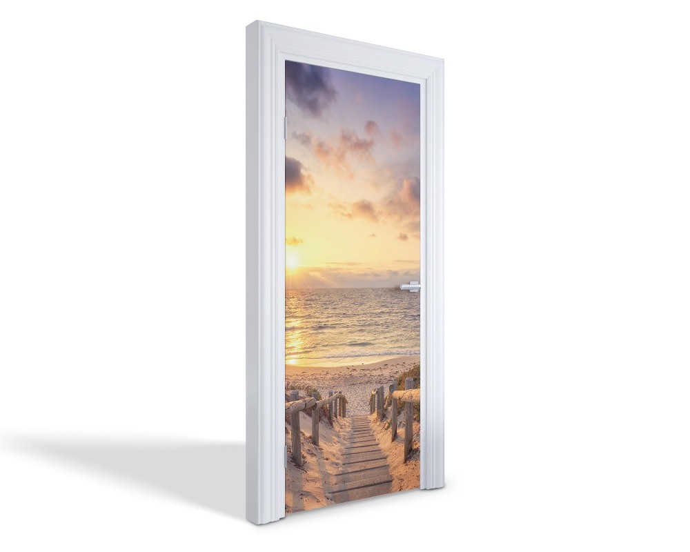 Naklejka na drzwi samoprzylepna Zachód nad morzem