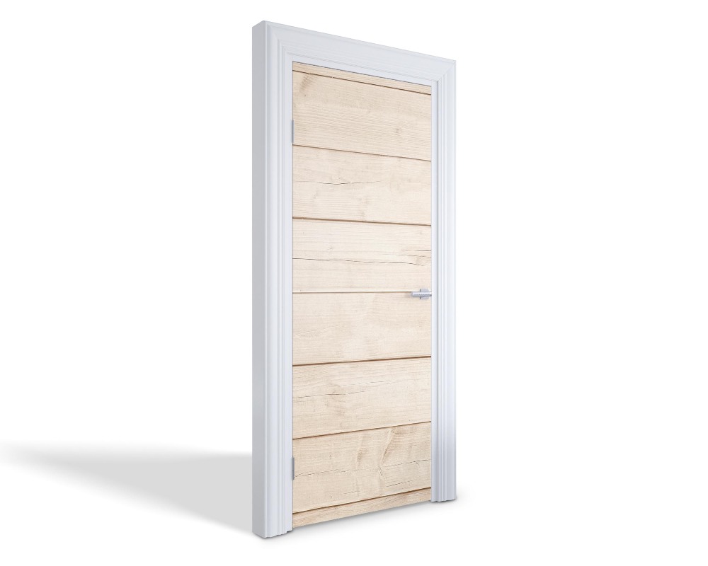 Naklejka na drzwi samoprzylepna Jasne drewniane deski