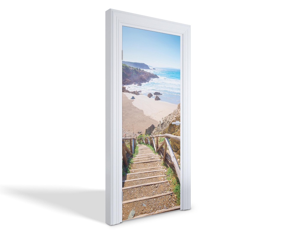 Naklejka na drzwi samoprzylepna Schody na plażę