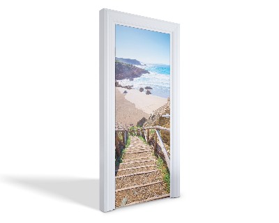 Naklejka na drzwi samoprzylepna Schody na plażę