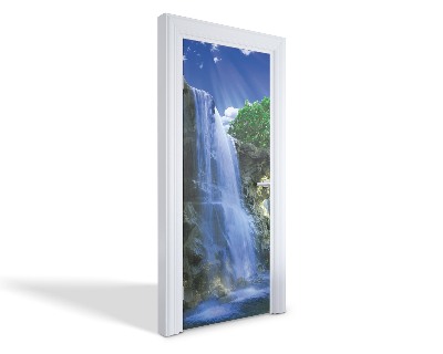 Naklejka na drzwi samoprzylepna Wodospad w słońcu