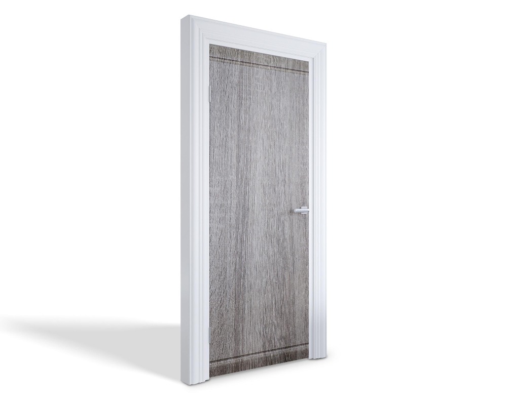 Naklejka na drzwi samoprzylepna Szara tekstura drewna