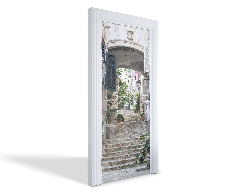 Naklejka na drzwi samoprzylepna Kamienne schody uliczki