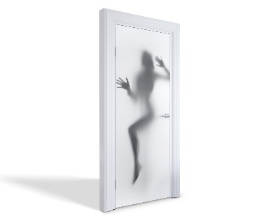 Naklejka na drzwi samoprzylepna Cień za szybą