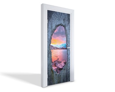 Naklejka na drzwi samoprzylepna Widok przez dziurę