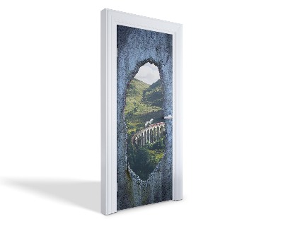 Naklejka na drzwi samoprzylepna Widok przez dziurę