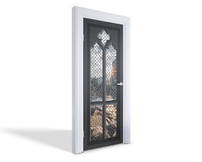 Naklejka na drzwi samoprzylepna Górski widok przez okno