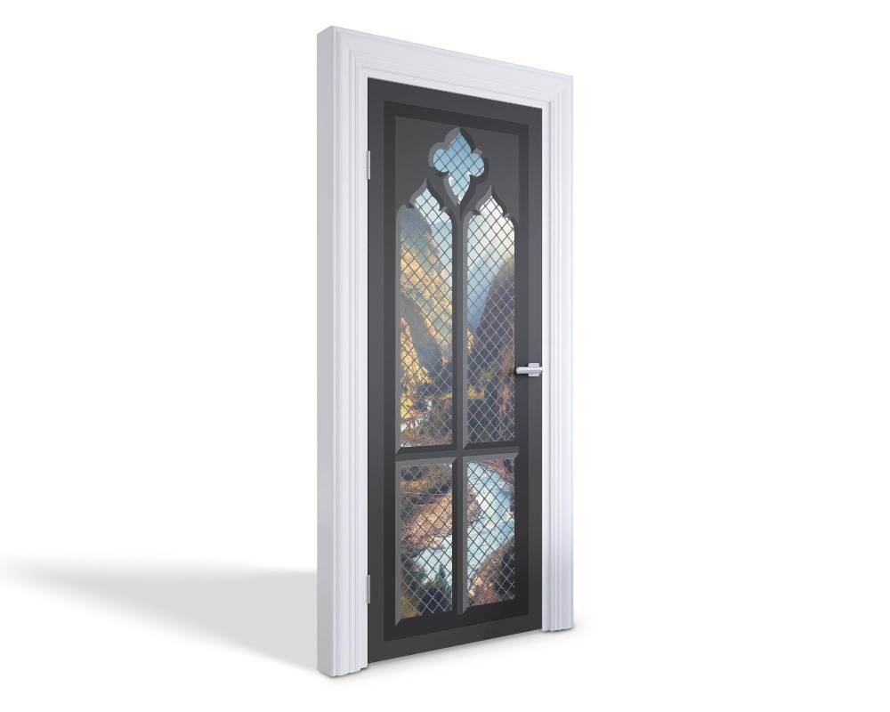 Naklejka na drzwi samoprzylepna Górski widok z okna