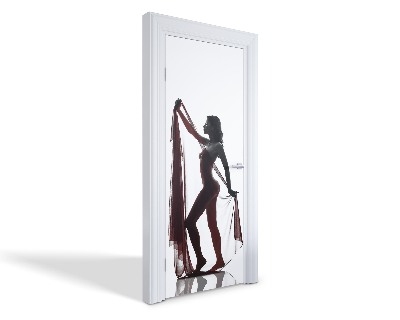 Naklejka na drzwi samoprzylepna Czerwona zasłona