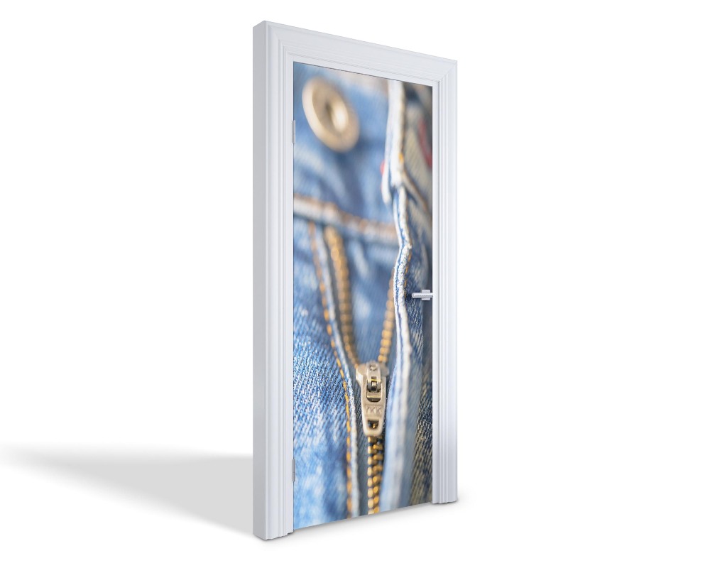 Naklejka na drzwi samoprzylepna Zamek błyskawiczny dżinsów