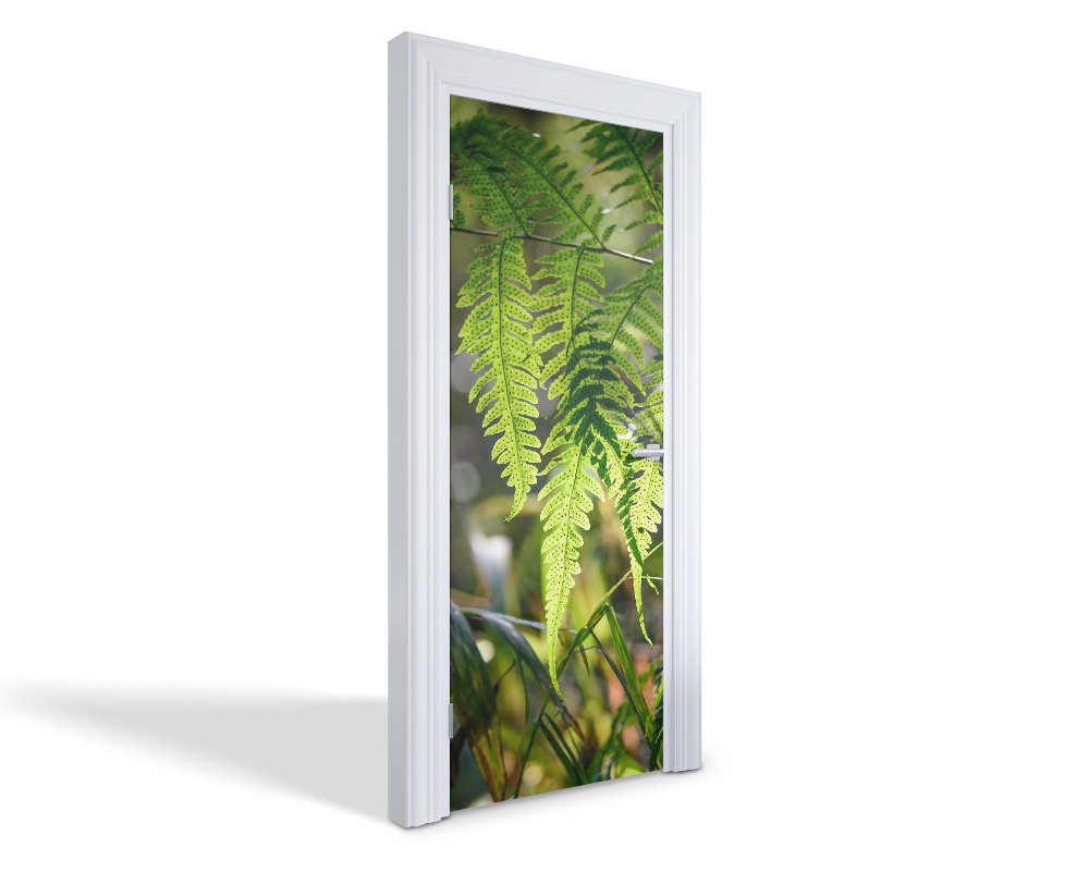 Naklejka na drzwi samoprzylepna Zielone paprocie