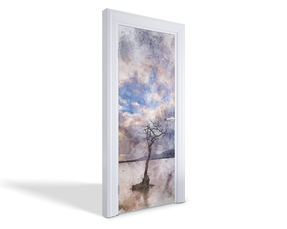 Naklejka na drzwi samoprzylepna Samotne drzewo