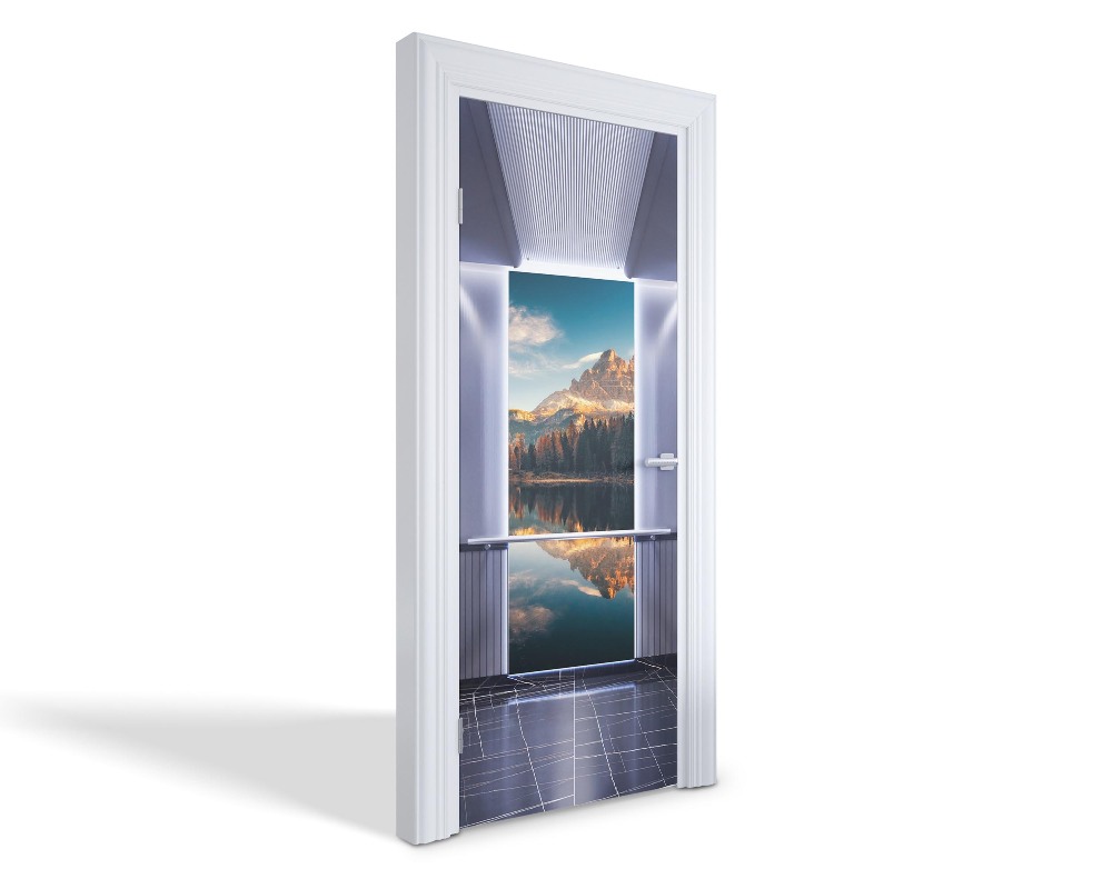 Naklejka na drzwi samoprzylepna Górski krajobraz w windzie