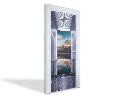 Naklejka na drzwi samoprzylepna Górski krajobraz w windzie