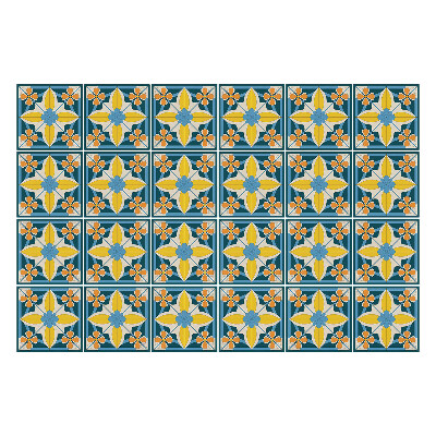 Naklejki samoprzylepne na kafelki Kwiatowe motywy w siatce