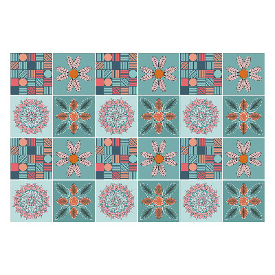 Naklejki samoprzylepne na kafelki Kwiatowe i geometryczne motywy