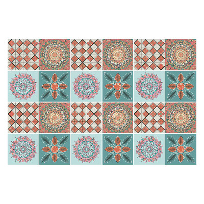 Naklejki na kafelki do kuchni Kwiatowe mandale w siatce