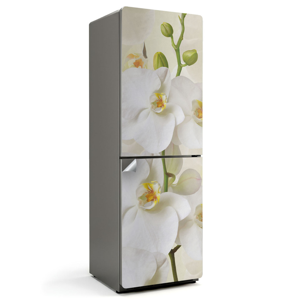 Kwiatowe detale orchidei Samoprzylepna naklejka na lodówkę