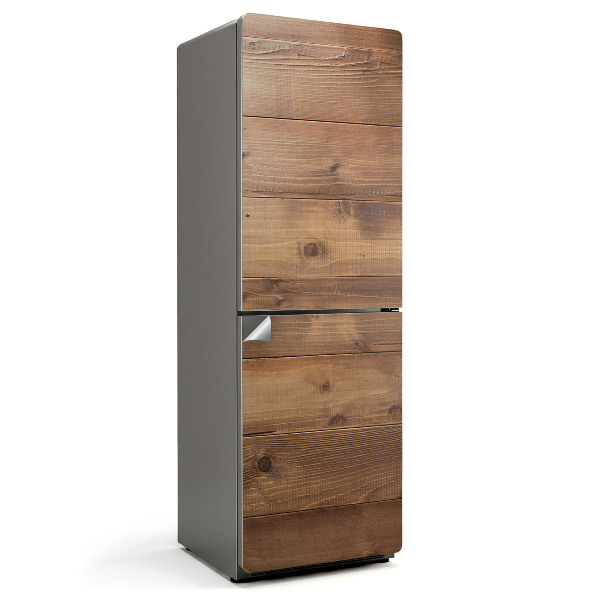 Okleina na lodówkę Drewniane deski w układzie