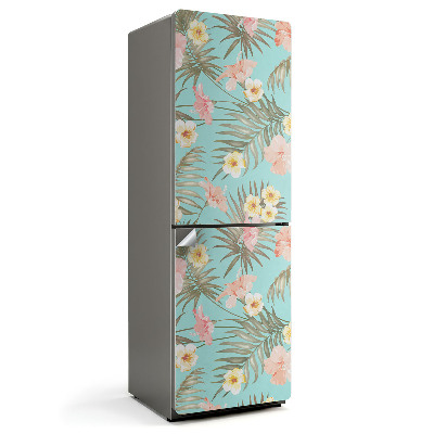 Naklejka tapeta na lodówkę Tropikalny wzór kwiatów