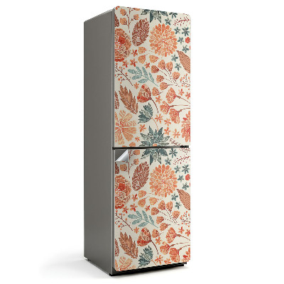 Naklejka na lodówkę Kwiatowy wzór z liśćmi