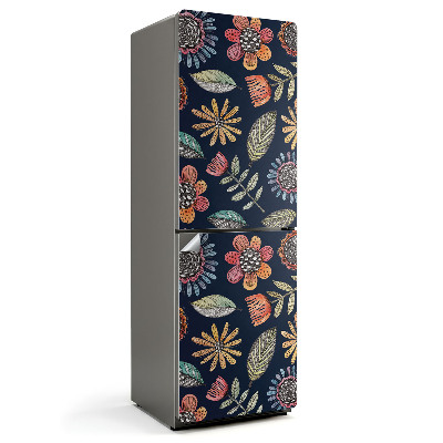 Naklejka na lodówkę Kwiatowy wzór z liśćmi